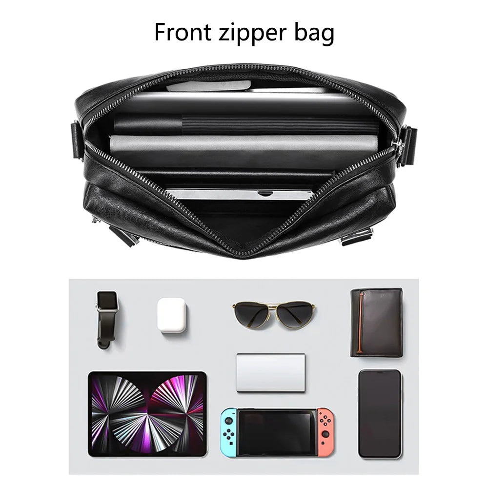 WEIXIER D524 Men All-Match Messenger Bag Waterproof PU Leather Crossbody Bag - Black - 3