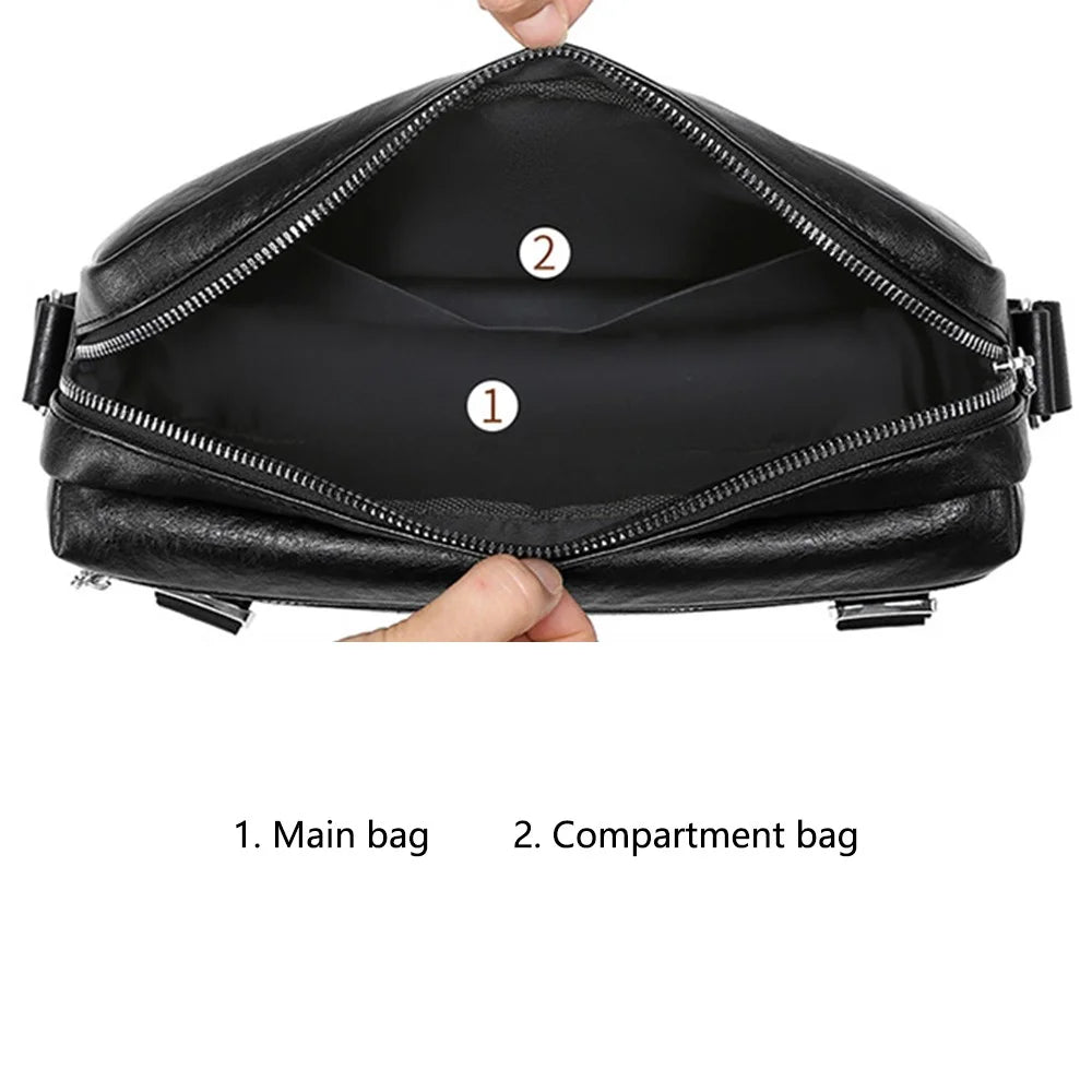 WEIXIER D524 Men All-Match Messenger Bag Waterproof PU Leather Crossbody Bag - Black - 4