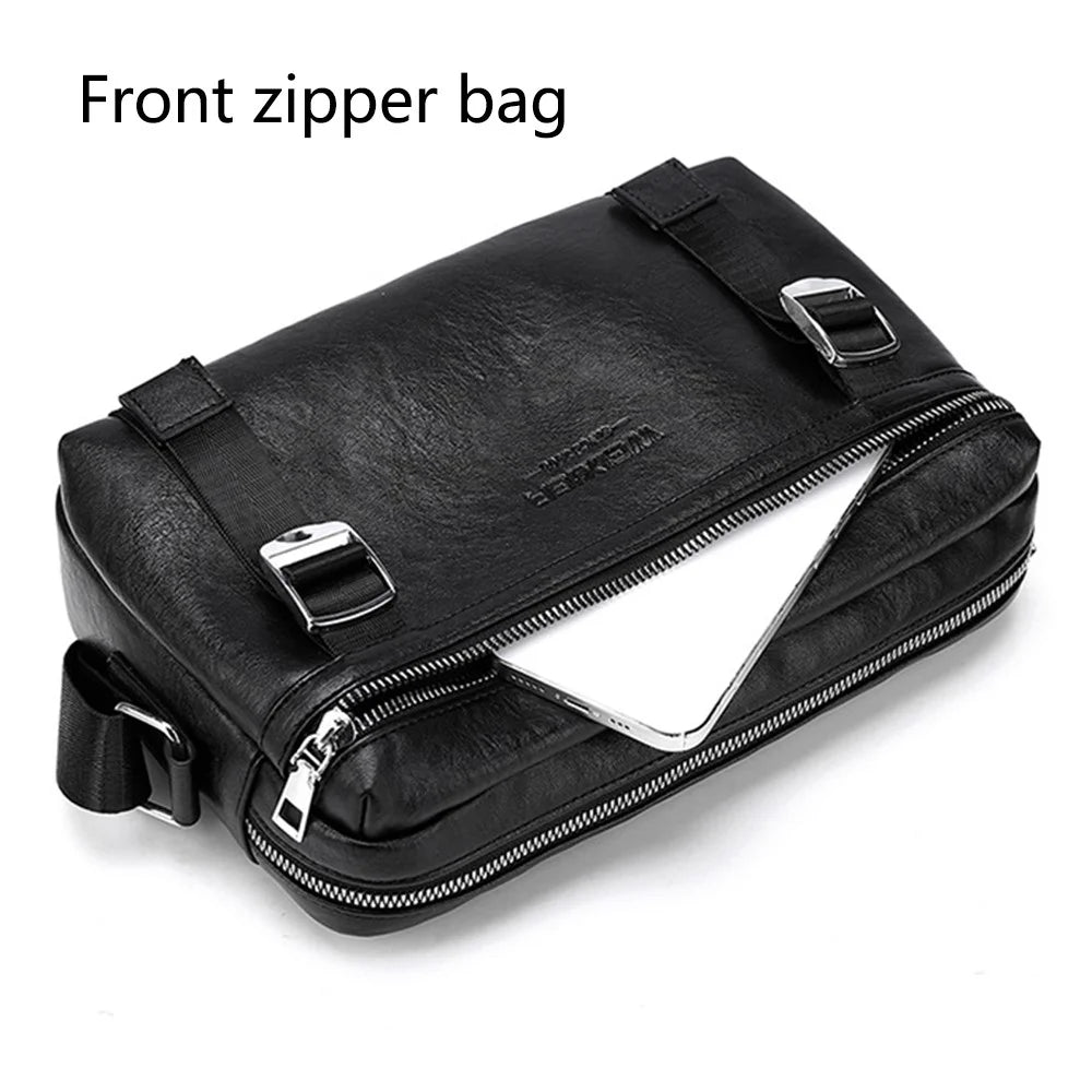 WEIXIER D524 Men All-Match Messenger Bag Waterproof PU Leather Crossbody Bag - Black - 5