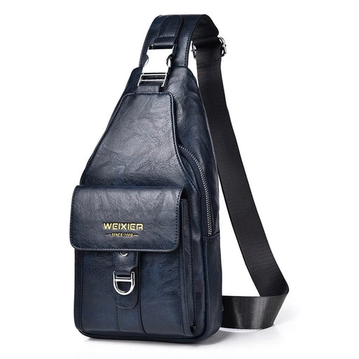 WEIXIER X329 Stylish Men Chest Bag Water Repellent Single Shoulder Crossbody Bag - Dark Blue - 1