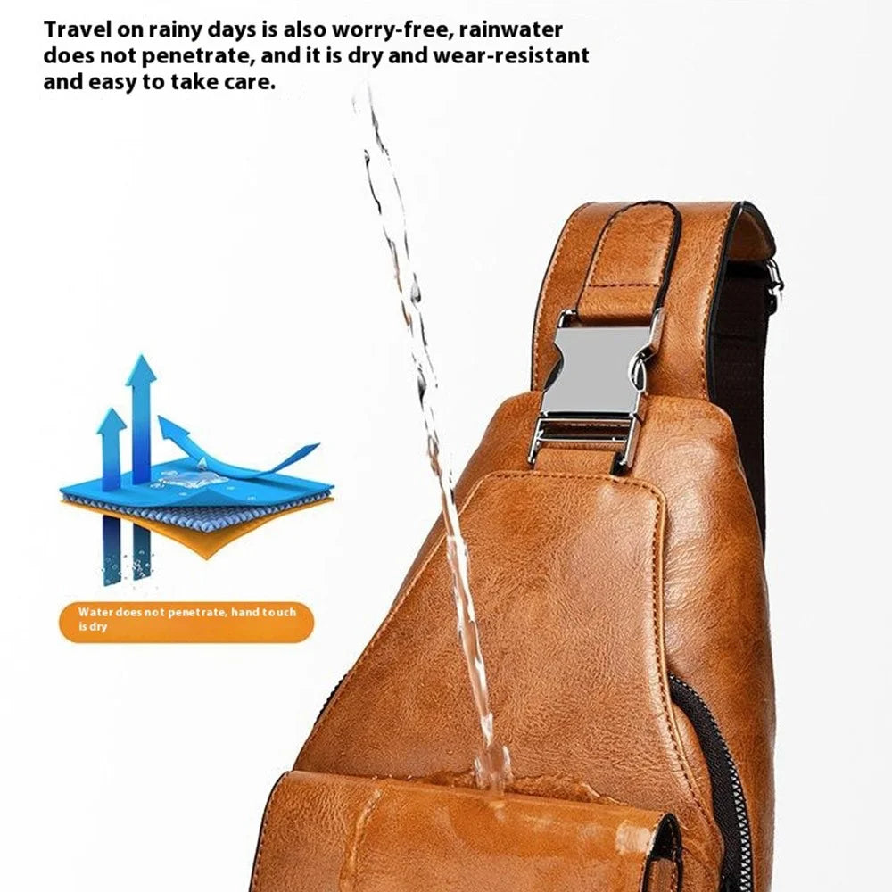 WEIXIER X329 Stylish Men Chest Bag Water Repellent Single Shoulder Crossbody Bag - Dark Blue - 2