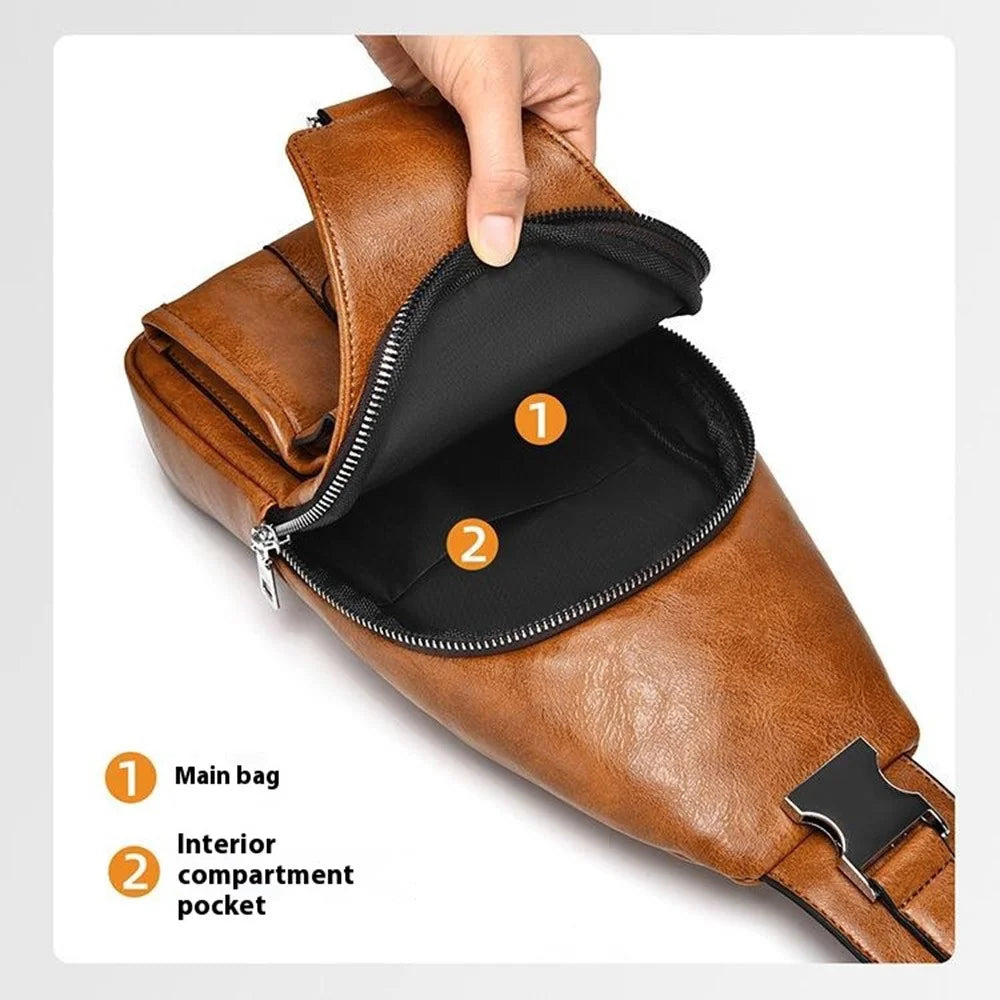 WEIXIER X329 Stylish Men Chest Bag Water Repellent Single Shoulder Crossbody Bag - Dark Blue - 3
