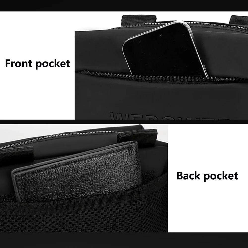 WEPOWER 1100-61 Nylon Men Chest Bag Stylish Casual Single Shoulder Crossbody Bag - Black - 3