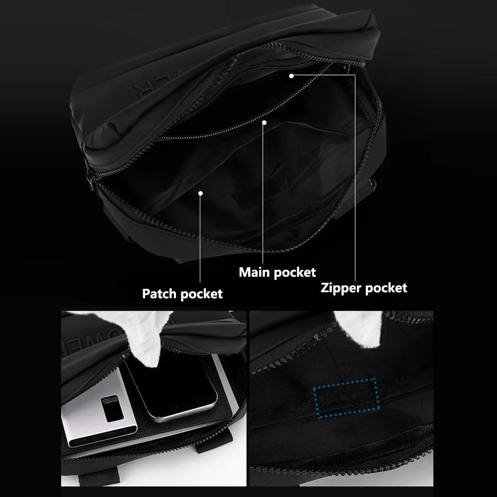 WEPOWER 1100-61 Nylon Men Chest Bag Stylish Casual Single Shoulder Crossbody Bag - Black - 5