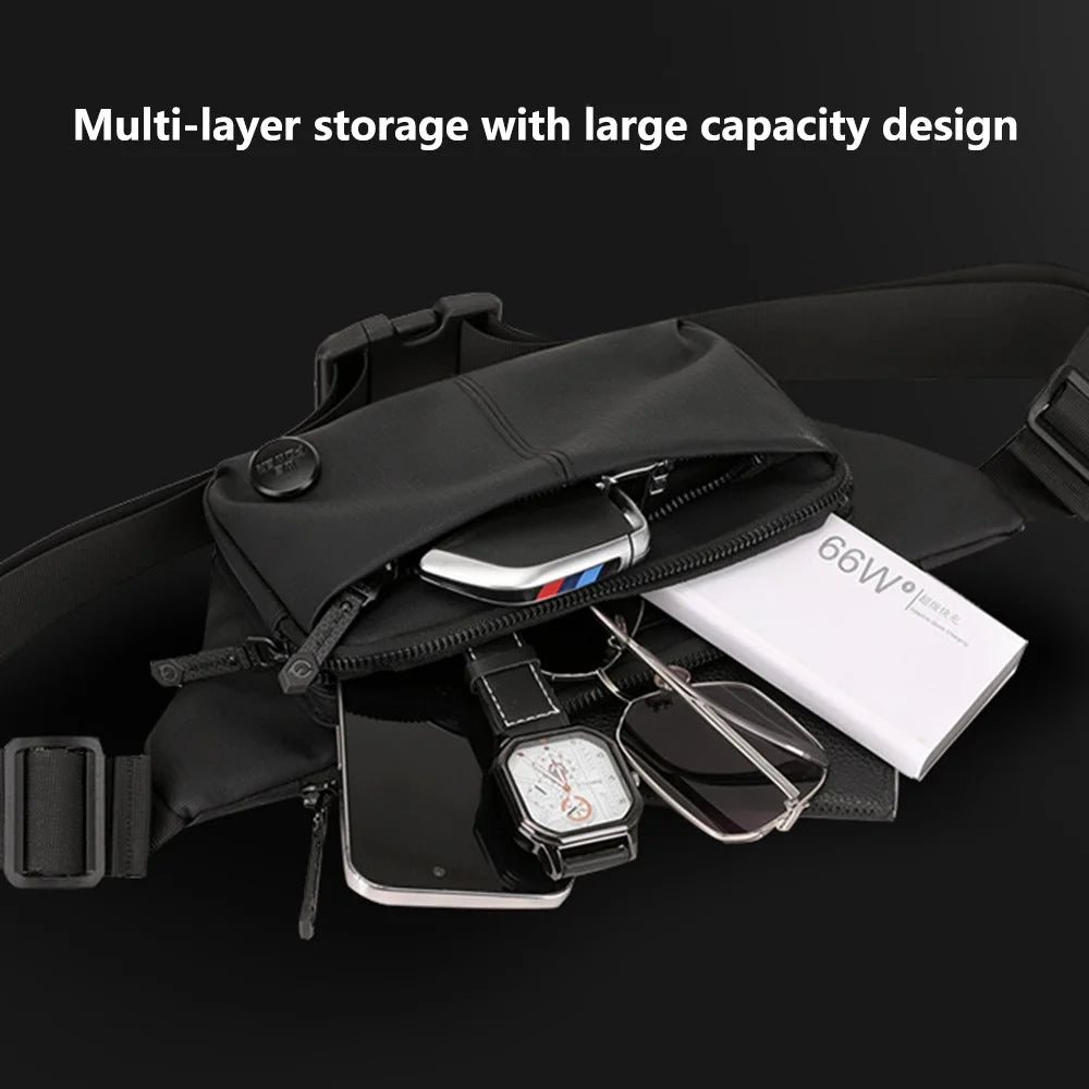 WEPOWER 1311 Men Chest Bag Waist Pack Casual Nylon Single Shoulder Crossbody Bag - Black - 3