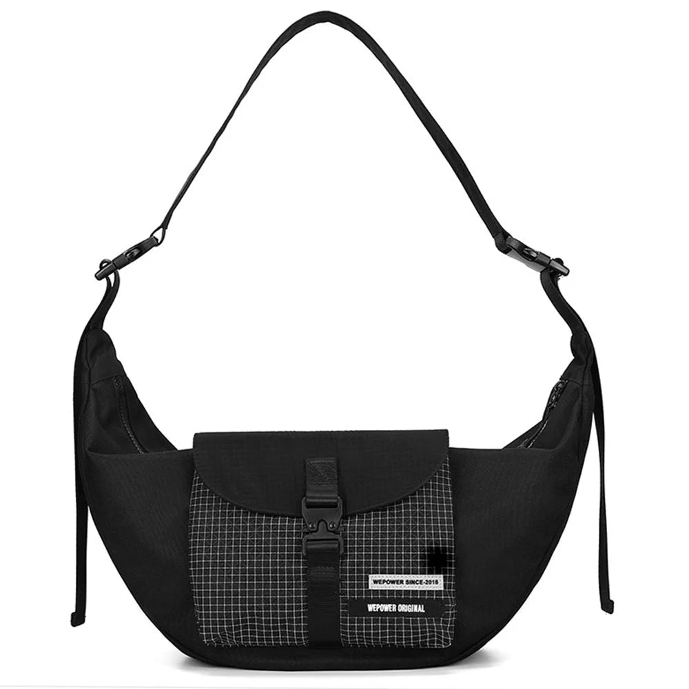 WEPOWER 866# Unisex Dumpling Bag Waterproof Nylon Crescent Crossbody Shoulder Bag - Black - 1