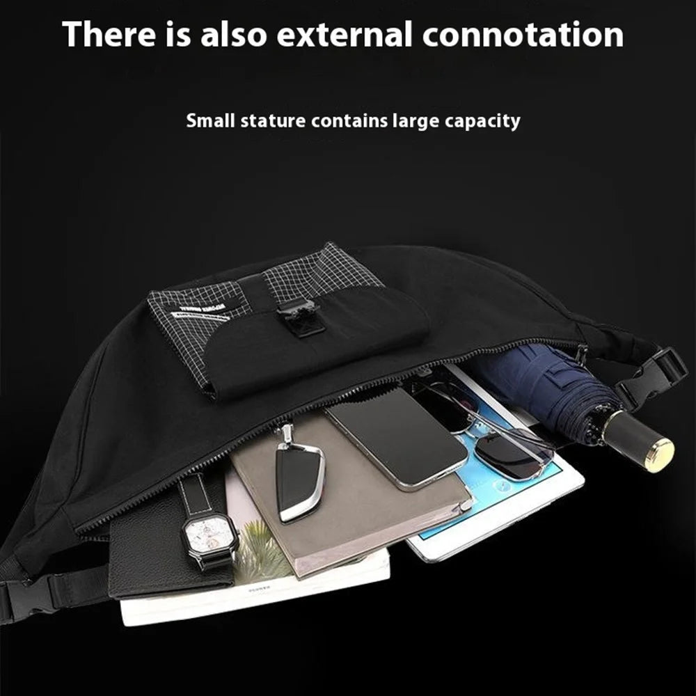 WEPOWER 866# Unisex Dumpling Bag Waterproof Nylon Crescent Crossbody Shoulder Bag - Black - 3