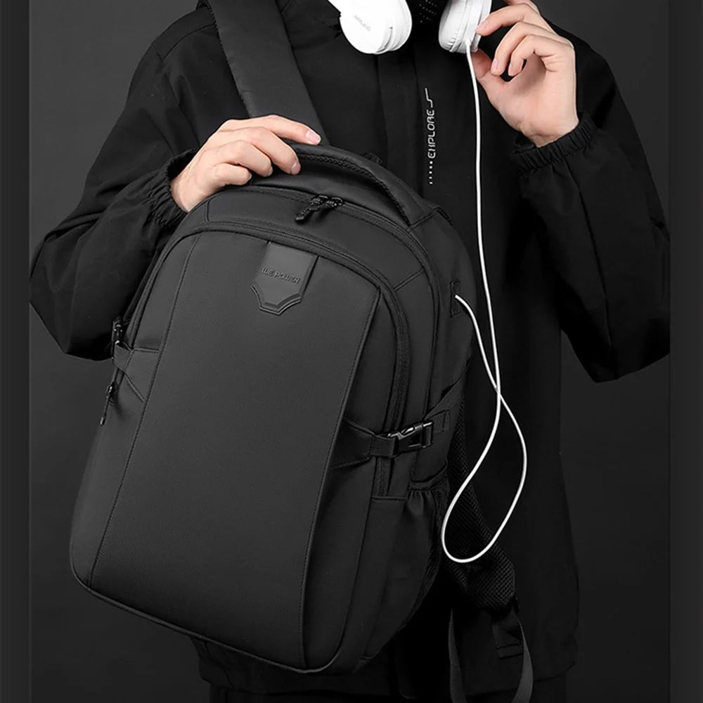 WEPOWER 1298# Waterproof Nylon Backpack Travel School Student Shoulder Bag Daypack - Black - 3