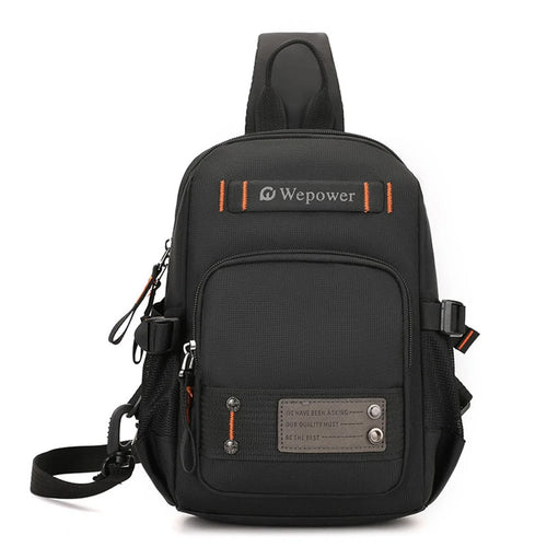 WEPOWER 8106 Stylish Men Large Capacity Chest Bag Nylon Single Shoulder Crossbody Bag - Black - 1