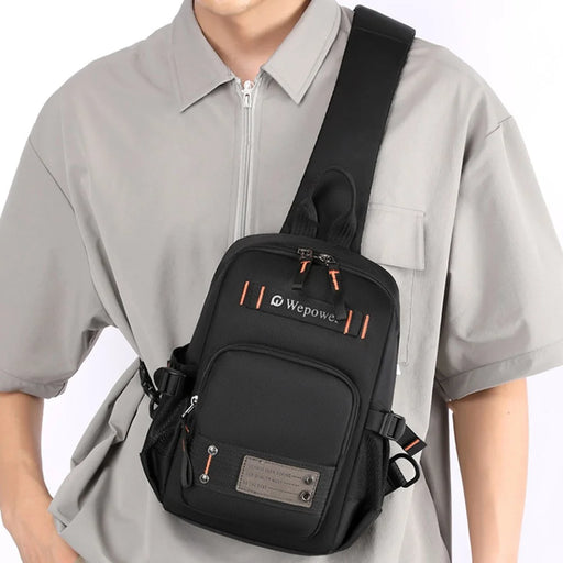 WEPOWER 8106 Stylish Men Large Capacity Chest Bag Nylon Single Shoulder Crossbody Bag - Black - 2