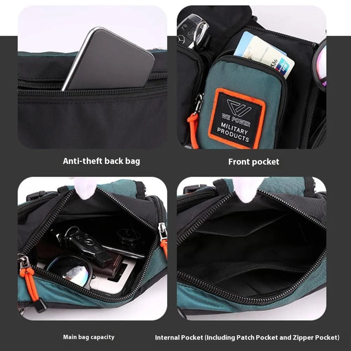WEPOWER 5601 Stylish Casual Men Chest Bag Waterproof Nylon Single Shoulder Crossbody Bag - Green - 7