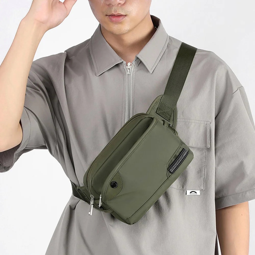 WEPOWER 999-16 Stylish Casual Men Chest Bag Waist Pack Waterproof Nylon Single Shoulder Bag - Black - 5