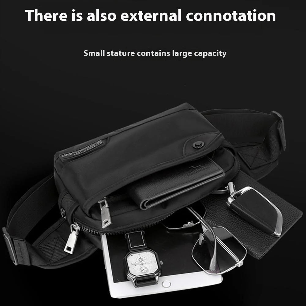 WEPOWER 999-16 Stylish Casual Men Chest Bag Waist Pack Waterproof Nylon Single Shoulder Bag - Black - 6