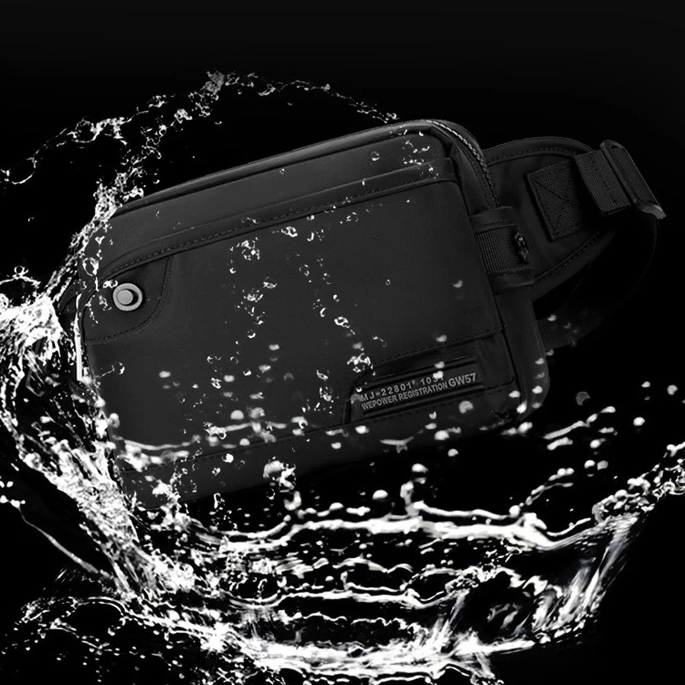 WEPOWER 999-16 Stylish Casual Men Chest Bag Waist Pack Waterproof Nylon Single Shoulder Bag - Black - 7