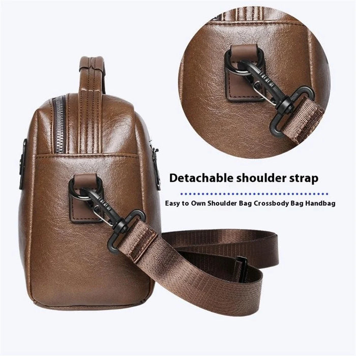 WEIXIER D402 Retro Casual Men Anti-Splash PU Handbag Single Shoulder Crossbody Bag, Standard Version - Brown - 4