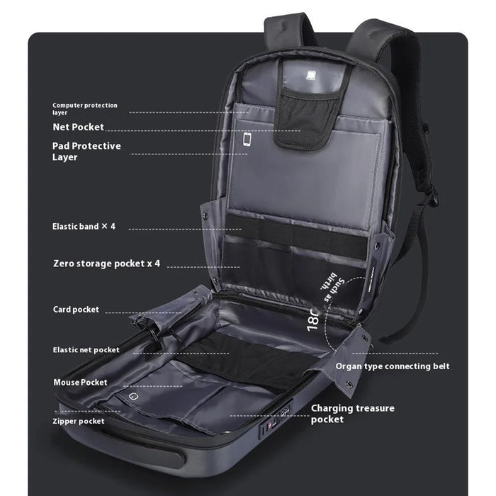 MARK RYDEN MR8918Pro 17.3 inch Laptop Backpack Hardshell Travel Backpack with Anti-Theft Lock - Black - 6