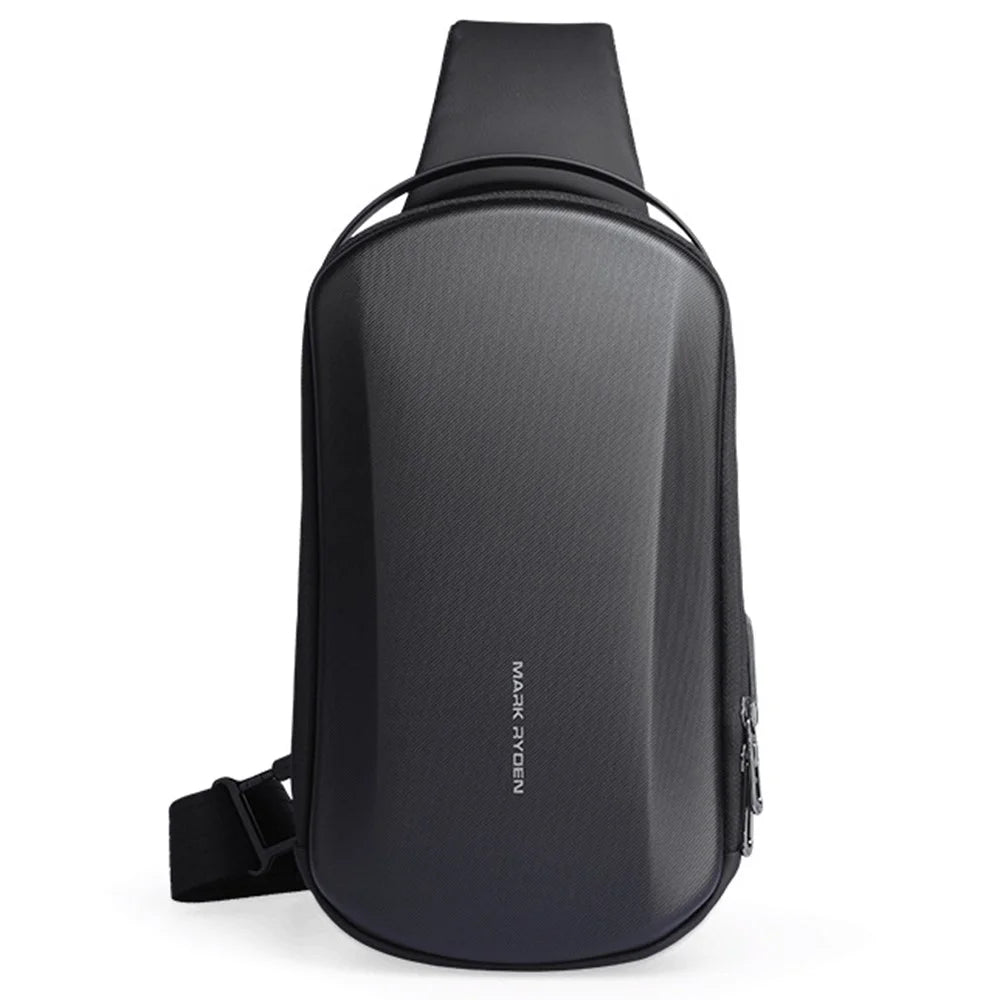 MARK RYDEN MR3991 Men's Chest Bag Hard Shell Crossbody Shoulder Bag with USB Charging Port - Black - 1