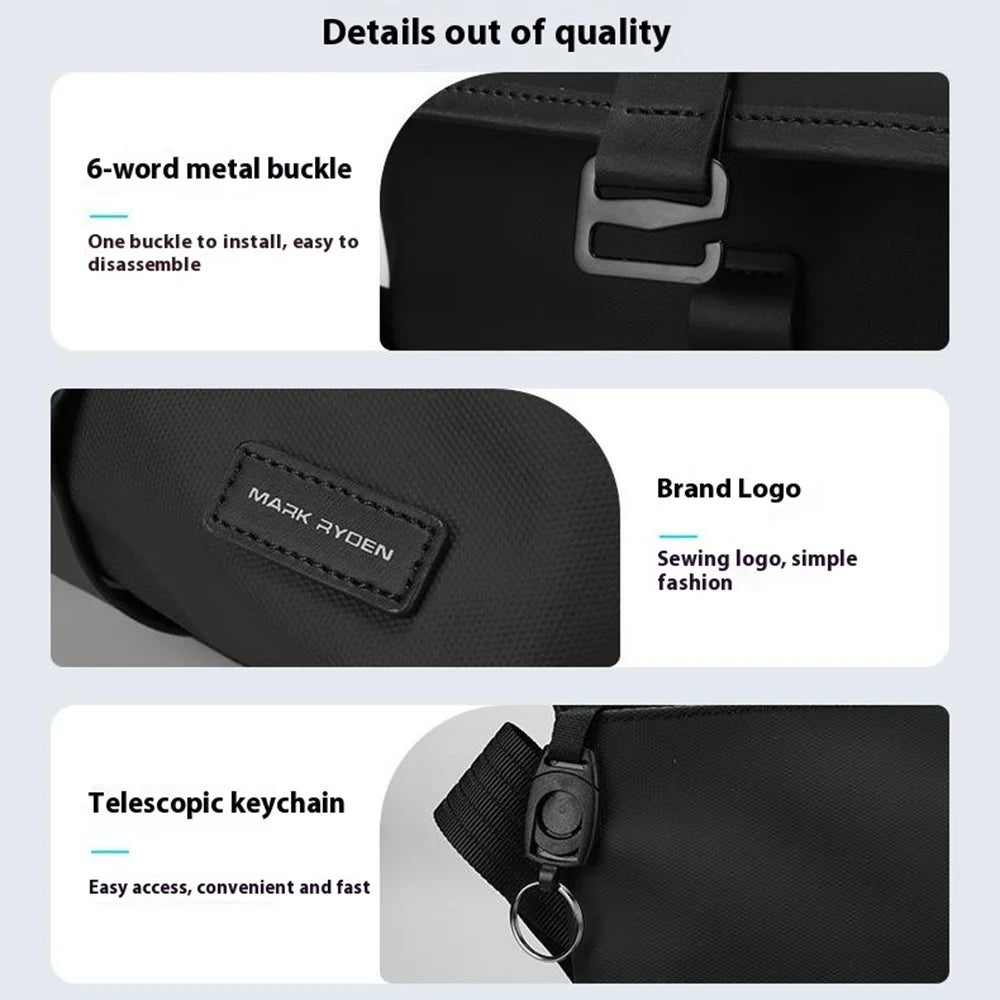 MARK RYDEN MR271 Casual Men Single Shoulder Messenger Bag Oxford Cloth Crossbody Bag - Black - 7