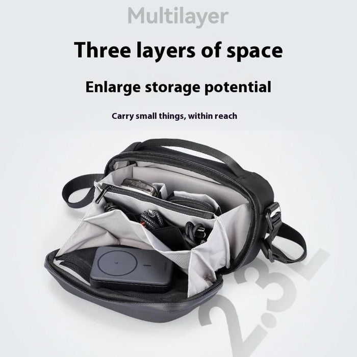 MARK RYDEN MR165 Waterproof Men Single Shoulder Bag Travel Crossbody Bag Built-In Key Holder - Black - 2