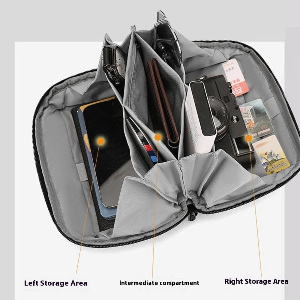 WEPOWER 1313 Portable Digital Accessories Organizer Travel Storage Bag for Cables Chargers Electronics - Black - 4