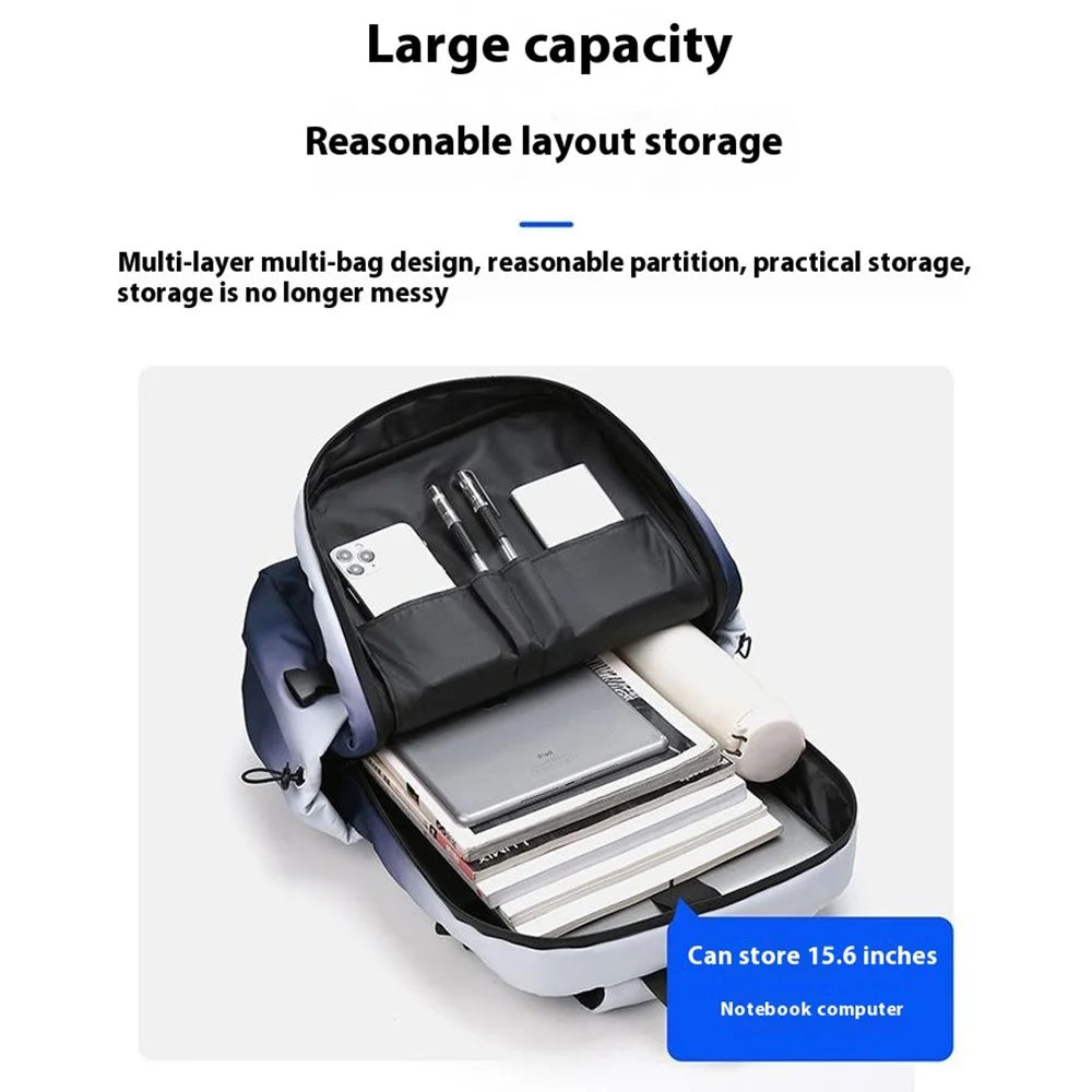 YS3578 Travel Backpack for 15.6-inch Laptop Waterproof Nylon Shoulder Bag with Quick Release Buckle - Ink Color - 6