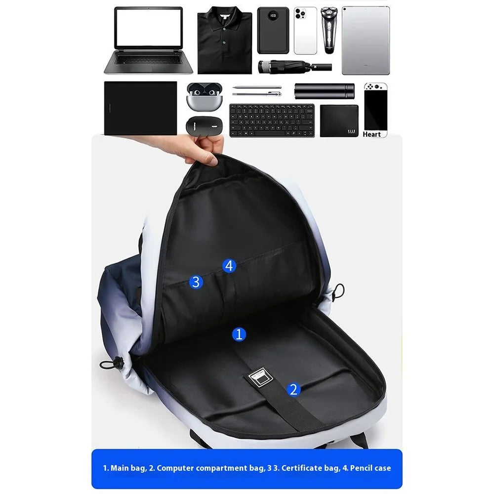 YS3578 Travel Backpack for 15.6-inch Laptop Waterproof Nylon Shoulder Bag with Quick Release Buckle - Ink Color - 7