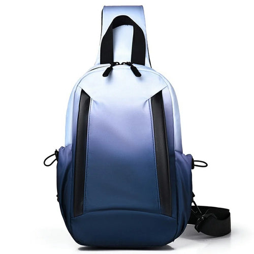 YS607 Fashion Gradient Color Men Chest Pack Waterproof Oxford Fabric Mini Crossbody Bag - Dark Blue - 1