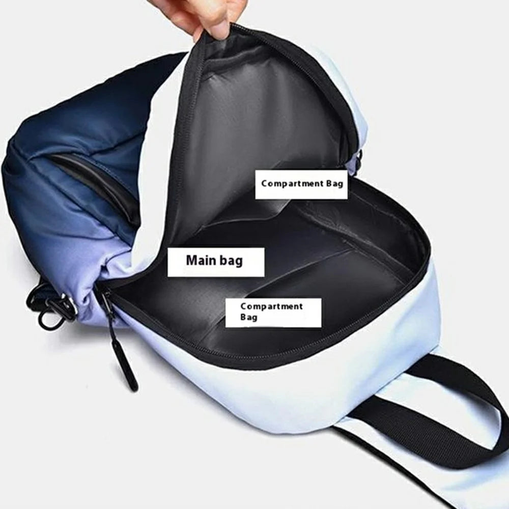 YS607 Fashion Gradient Color Men Chest Pack Waterproof Oxford Fabric Mini Crossbody Bag - Dark Blue - 4