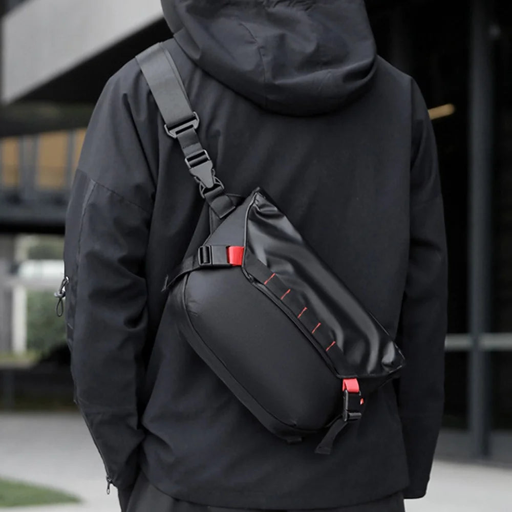 YS9015 Motorcycle Riding Messenger Bag Casual Men Magnetic Closure Waterproof Crossbody Bag - Black - 2