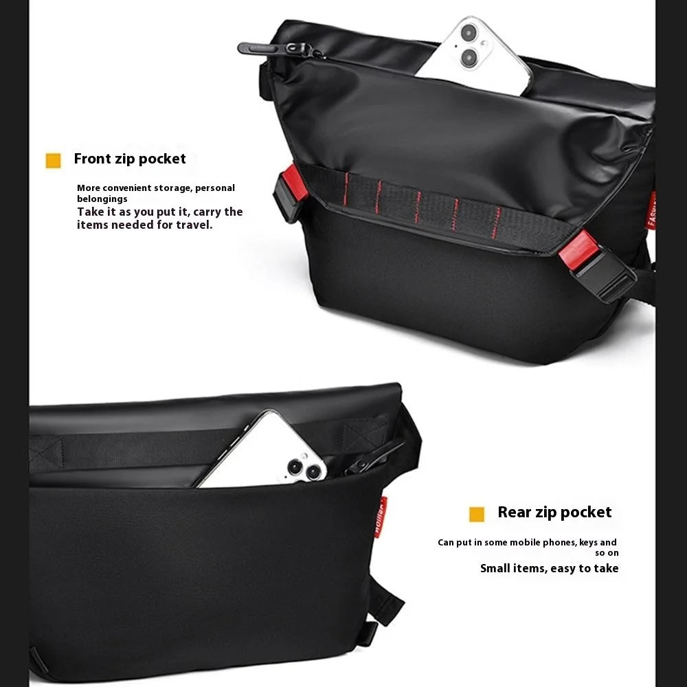 YS9015 Motorcycle Riding Messenger Bag Casual Men Magnetic Closure Waterproof Crossbody Bag - Black - 7