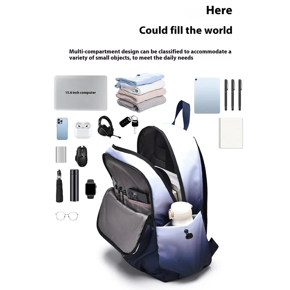 YS3588 Gradient Color Waterproof Nylon Shoulder Bag Travel 15.6-inch Laptop Backpack - Purple - 3