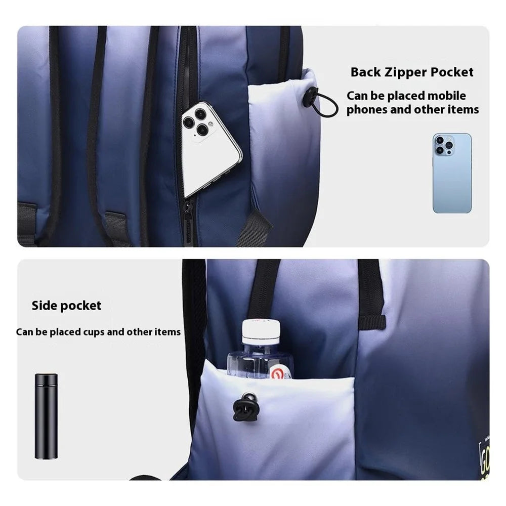 YS3588 Gradient Color Waterproof Nylon Shoulder Bag Travel 15.6-inch Laptop Backpack - Purple - 4