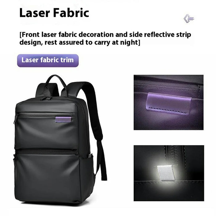 1201 20-35L Large Capacity Simple Business Backpack Light Stylish Travel Laptop Dual Shoulder Bag - Black - 2