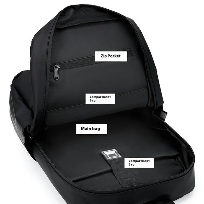 1201 20-35L Large Capacity Simple Business Backpack Light Stylish Travel Laptop Dual Shoulder Bag - Black - 3