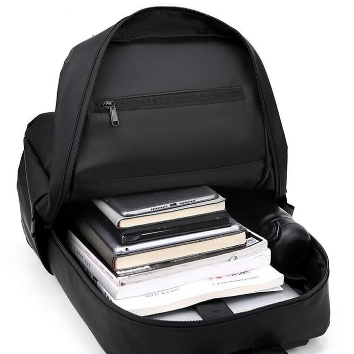 1201 20-35L Large Capacity Simple Business Backpack Light Stylish Travel Laptop Dual Shoulder Bag - Black - 4
