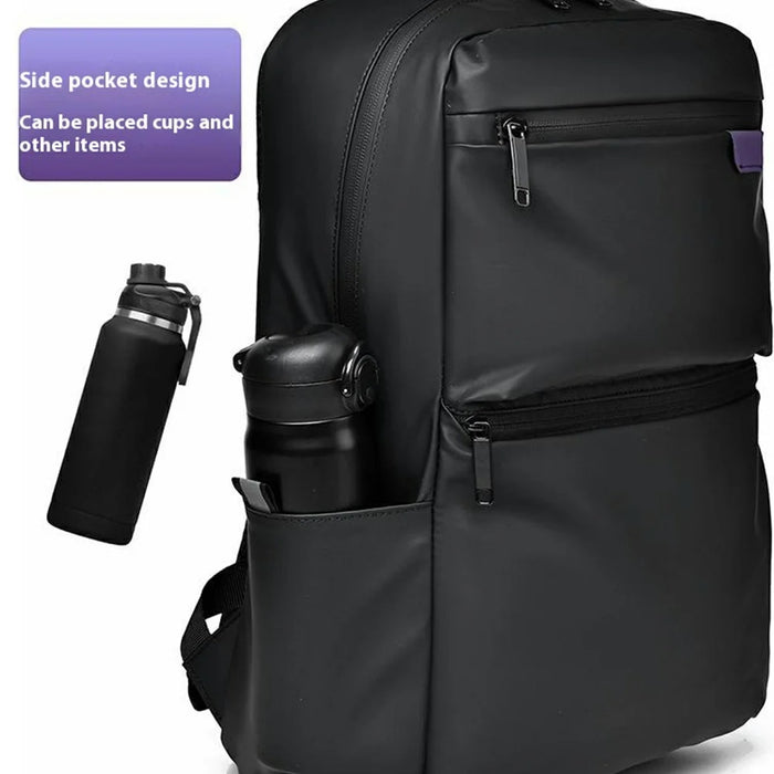 1201 20-35L Large Capacity Simple Business Backpack Light Stylish Travel Laptop Dual Shoulder Bag - Black - 5
