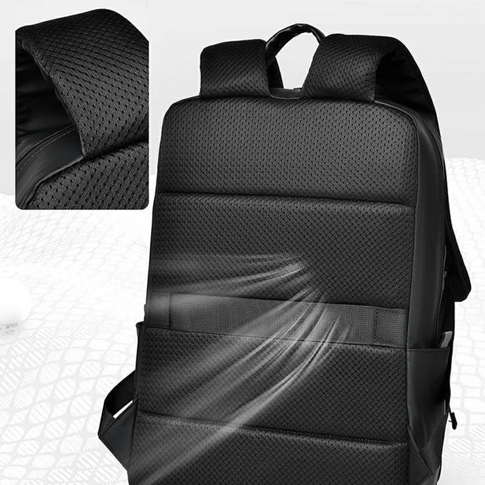 1201 20-35L Large Capacity Simple Business Backpack Light Stylish Travel Laptop Dual Shoulder Bag - Black - 6