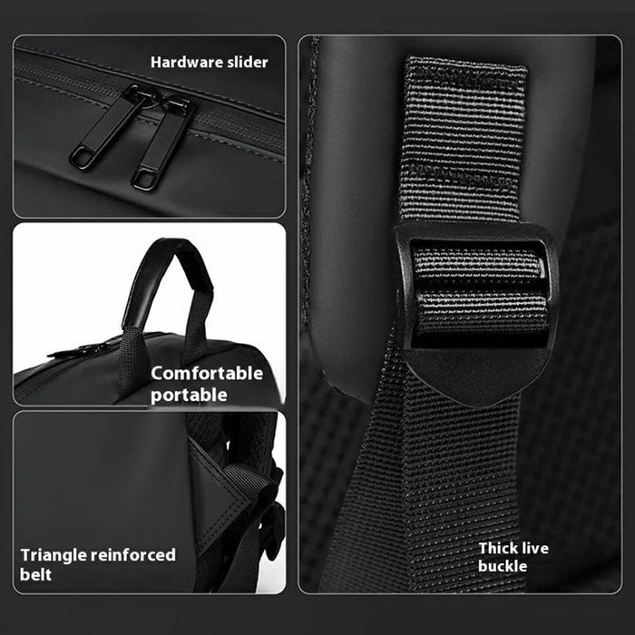 1201 20-35L Large Capacity Simple Business Backpack Light Stylish Travel Laptop Dual Shoulder Bag - Black - 7