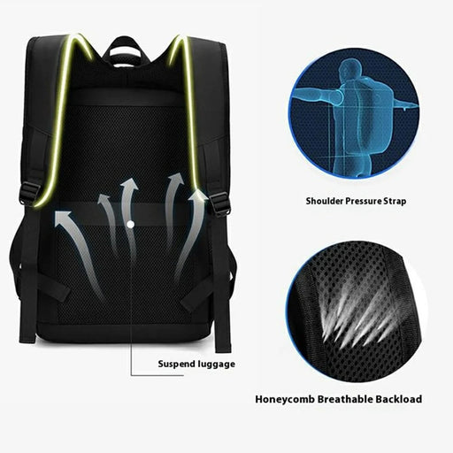 WEPOWER Men Student Travel Casual Backpack Nylon Large Capacity Laptop Storage Daypack - Black - 2
