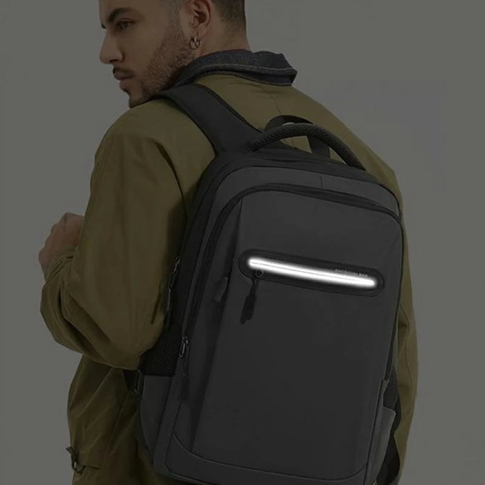 WEPOWER Men Student Travel Casual Backpack Nylon Large Capacity Laptop Storage Daypack - Black - 4