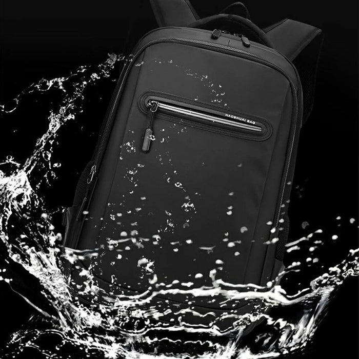 WEPOWER Men Student Travel Casual Backpack Nylon Large Capacity Laptop Storage Daypack - Black - 5
