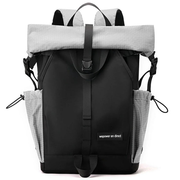 WEPOWER 6631 36-55L Roll Top Backpack Waterproof Nylon Travel Shoulder Bag for Men Women - Grey - 1