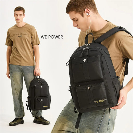 WEPOWER 7111 Large Capacity Backpack Men Student Travel Lightweight Nylon Casual Daypack - Black - 2