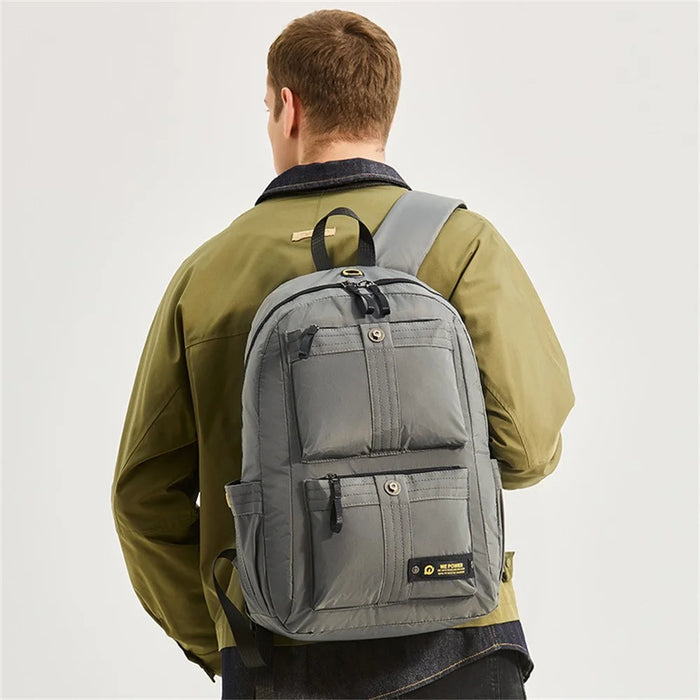 WEPOWER 7111 Large Capacity Backpack Men Student Travel Lightweight Nylon Casual Daypack - Black - 5