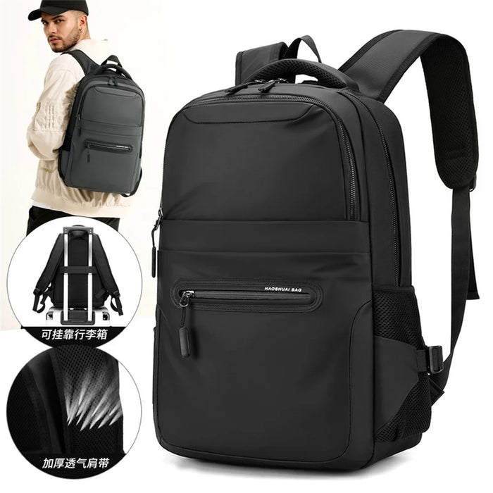 WEPOWER 3419 Student Travel Backpack Waterproof Nylon Men Outdoor Commute Casual Daypack - Black - 2