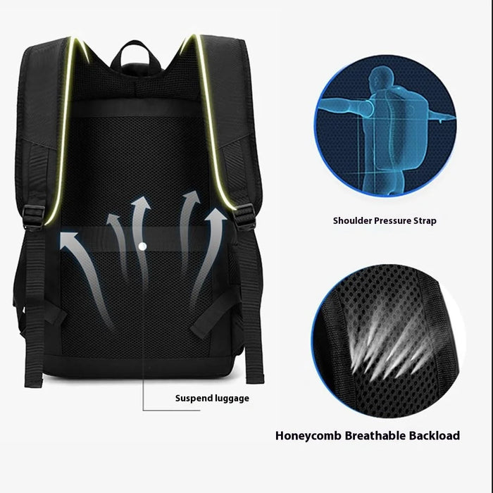 WEPOWER 3419 Student Travel Backpack Waterproof Nylon Men Outdoor Commute Casual Daypack - Black - 3
