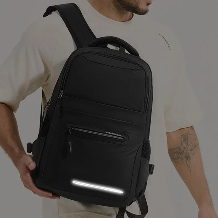 WEPOWER 3419 Student Travel Backpack Waterproof Nylon Men Outdoor Commute Casual Daypack - Black - 5