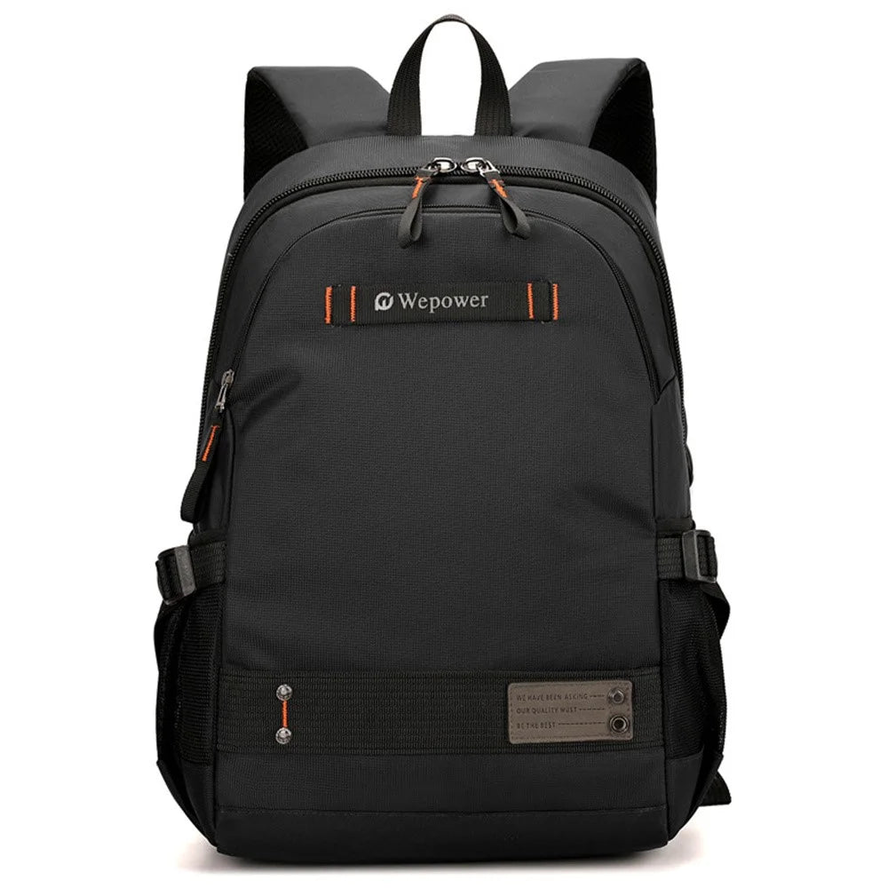 WEPOWER 8107 Men Travel Commute Laptop Backpack Nylon Large Capacity Student Casual Daypack - Black - 1