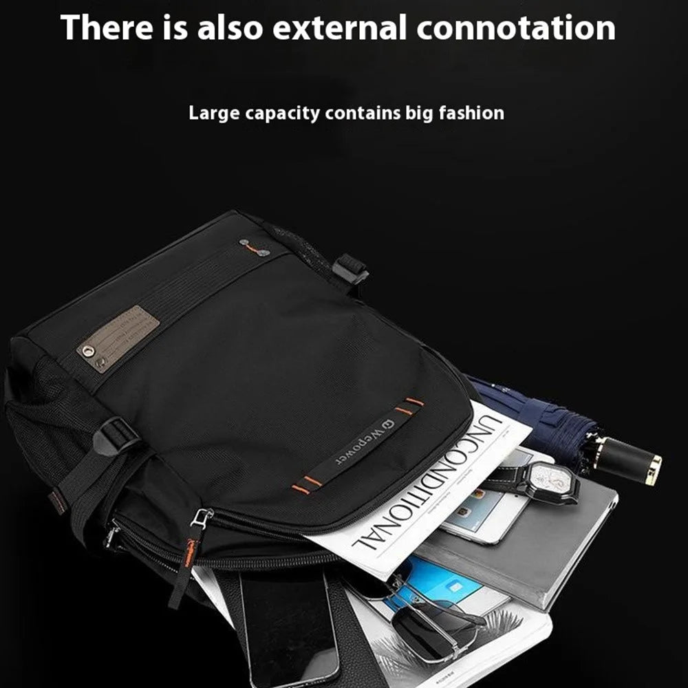 WEPOWER 8107 Men Travel Commute Laptop Backpack Nylon Large Capacity Student Casual Daypack - Black - 2