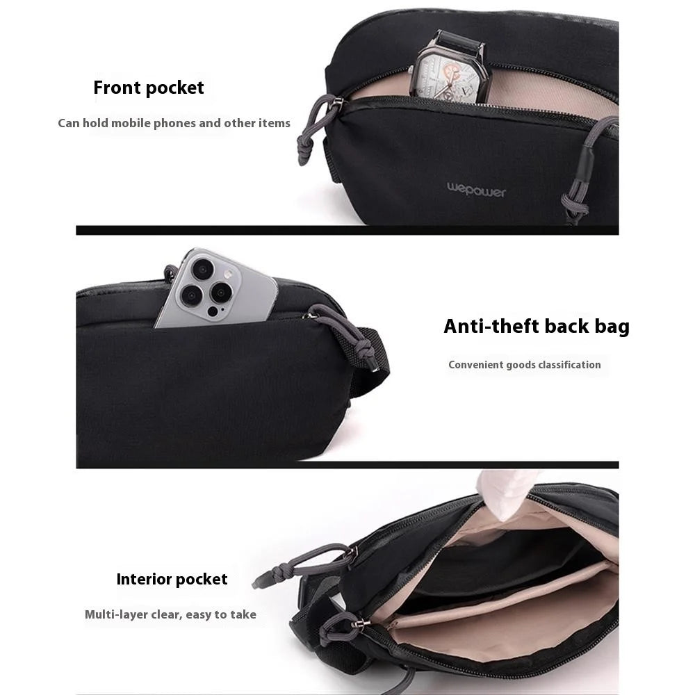 WEPOWER 2203 Waterproof Nylon Multi-Function Chest Bag Men Crossbody Waist Pack - Black - 3